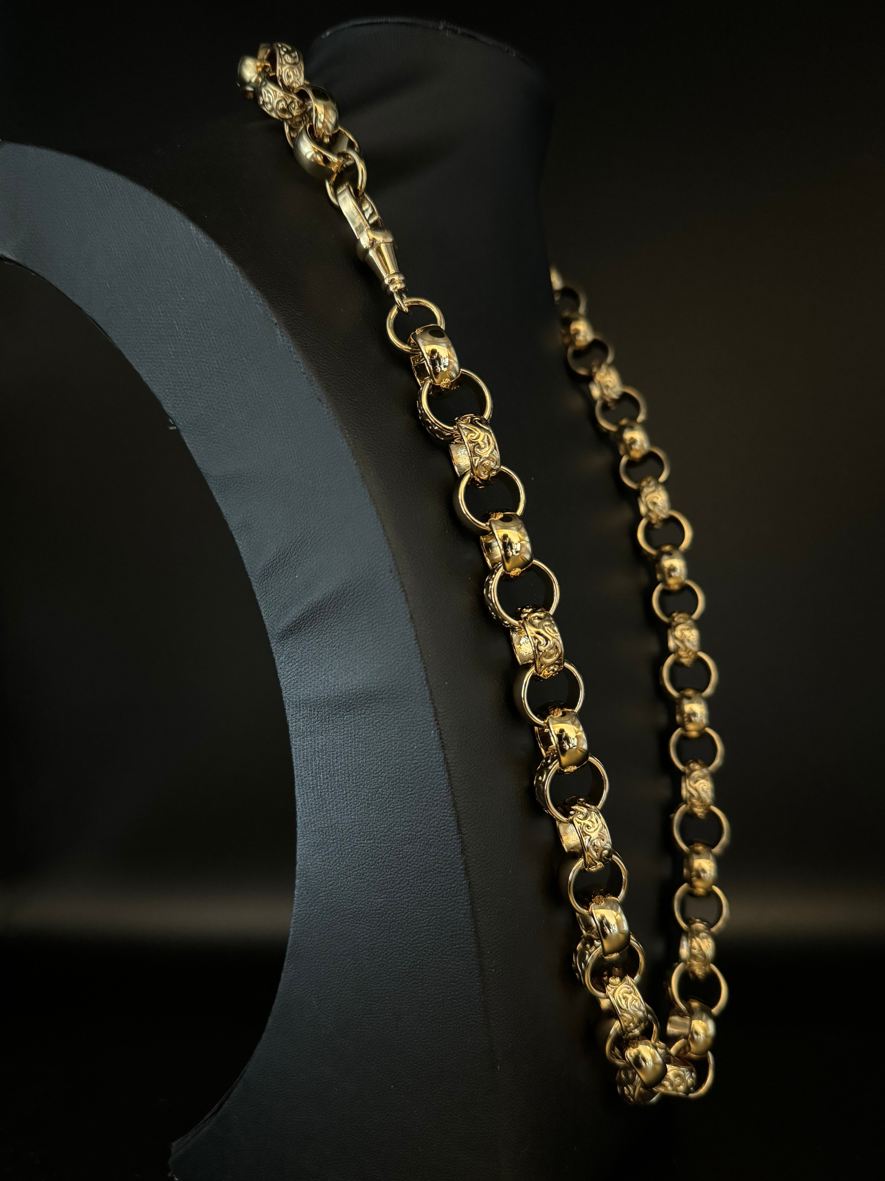 *Water-Proof* Gold Filled Patterned Belcher Chain 15mm