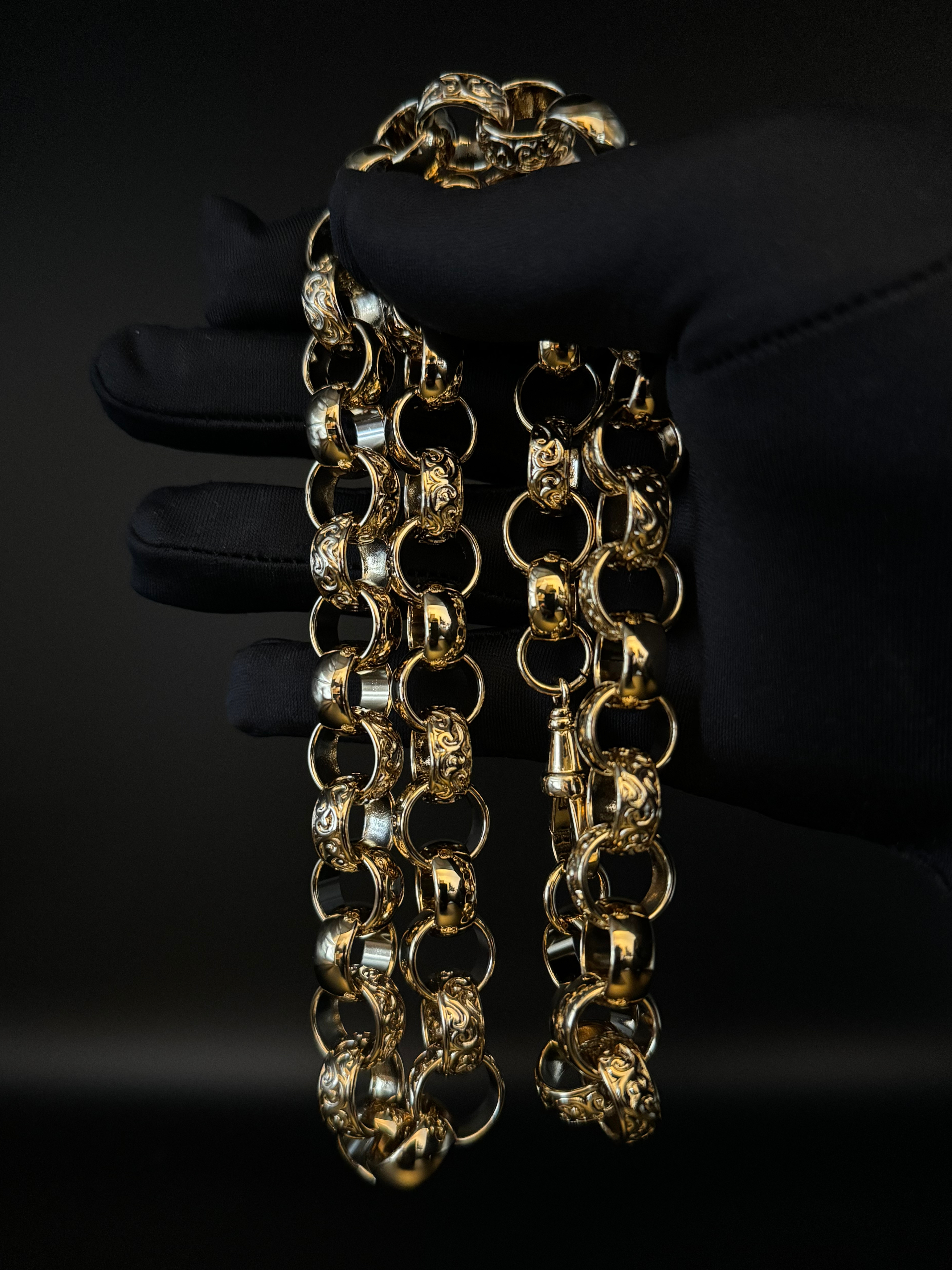 *Water-Proof* Gold Filled Patterned Belcher Chain 15mm