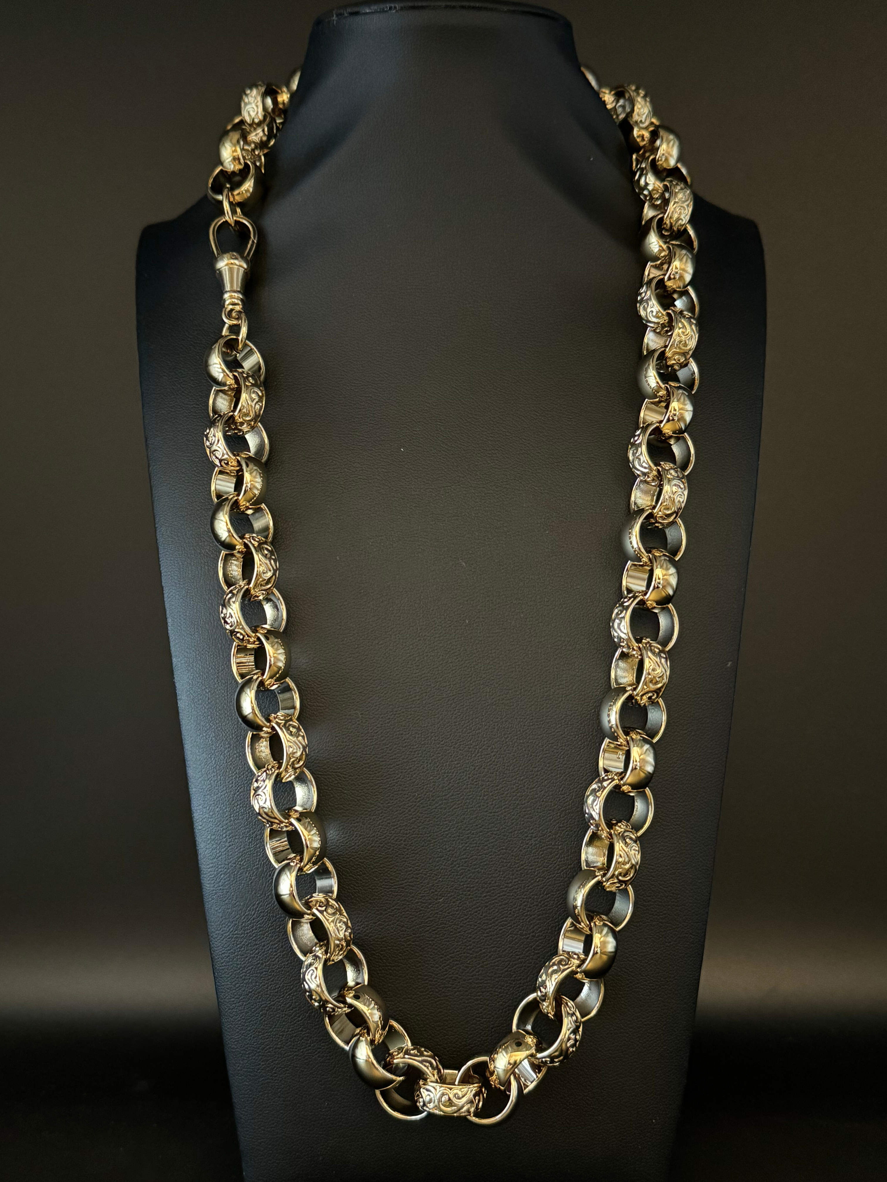 *Water-Proof* Gold Filled Patterned Belcher Set 15mm