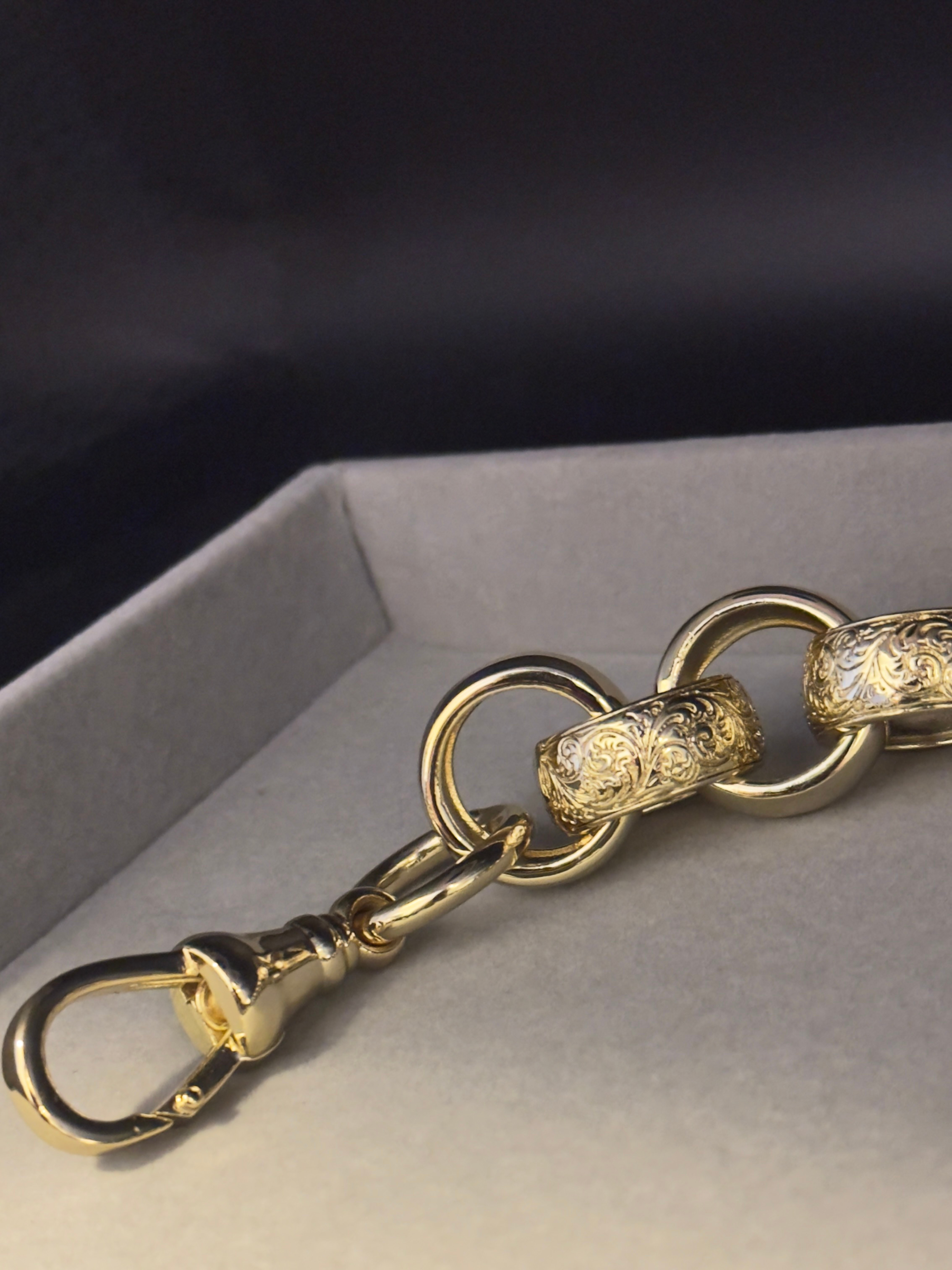 9ct Gold Filled XL Patterned Belcher Bracelet 21mm