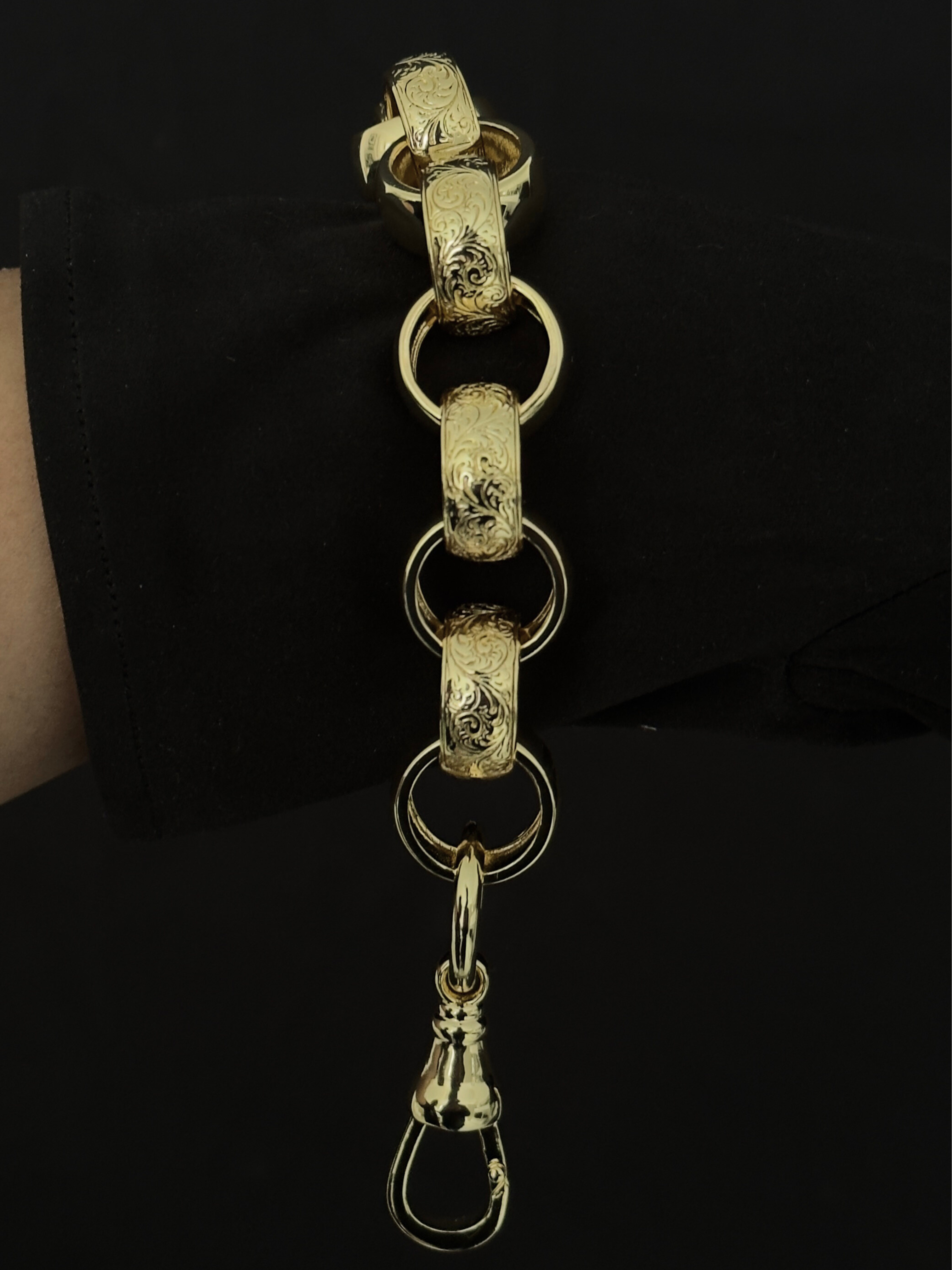 9ct Gold Filled XL Patterned Belcher Bracelet 21mm