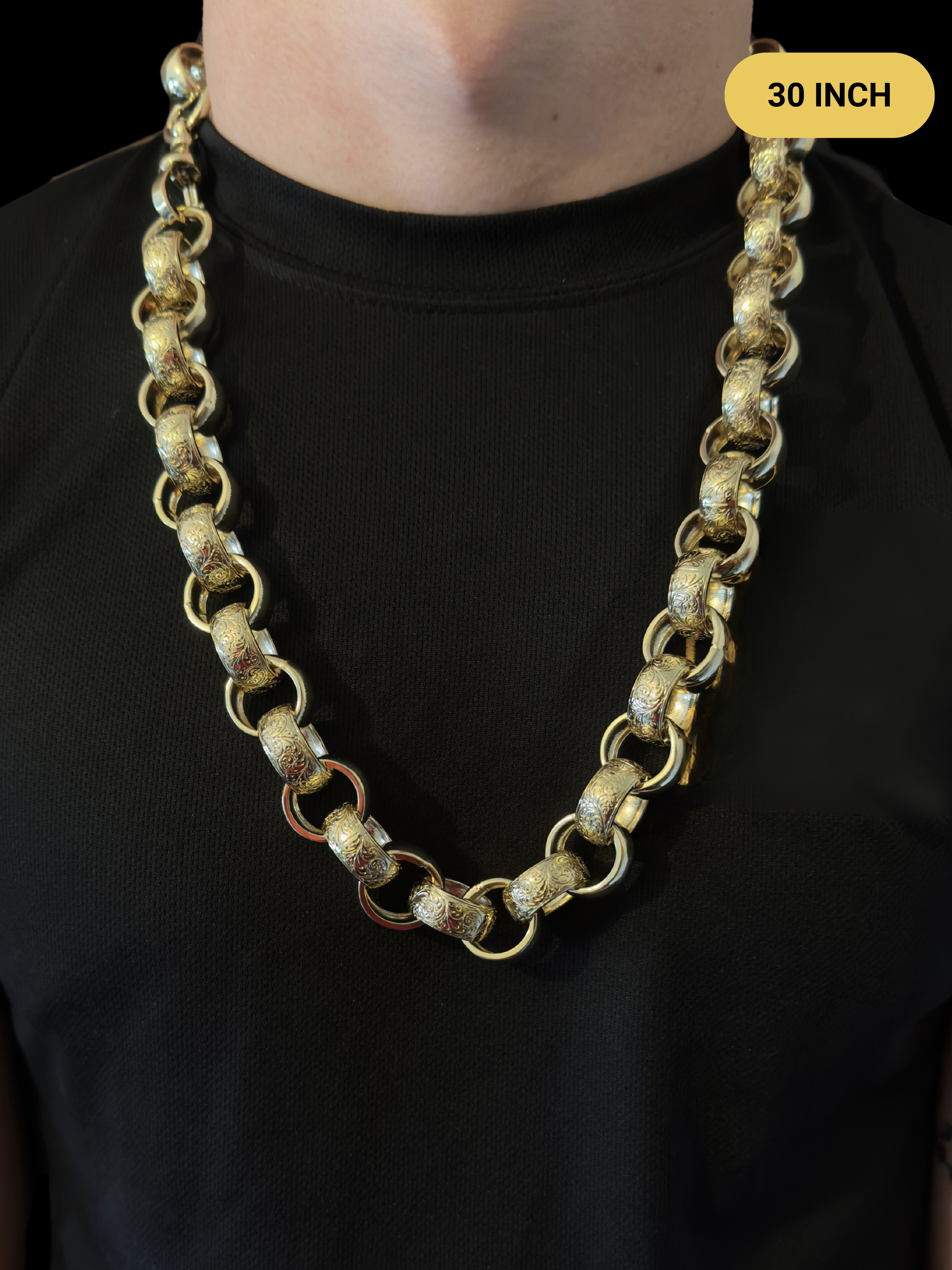 9ct Gold Filled XL Patterned Belcher Chain 21mm