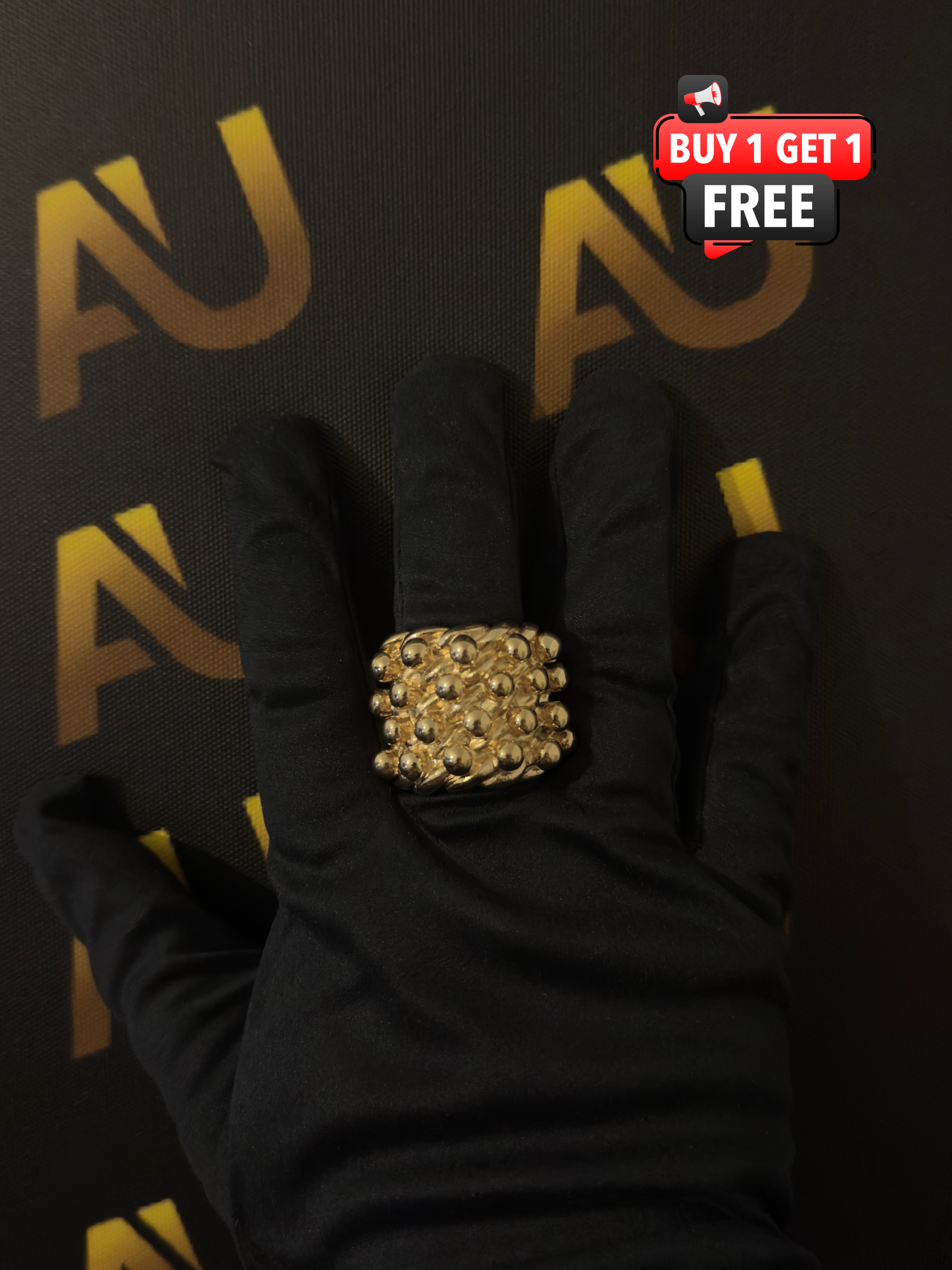 9ct Gold Filled Huge 4 Row Keeper Ring