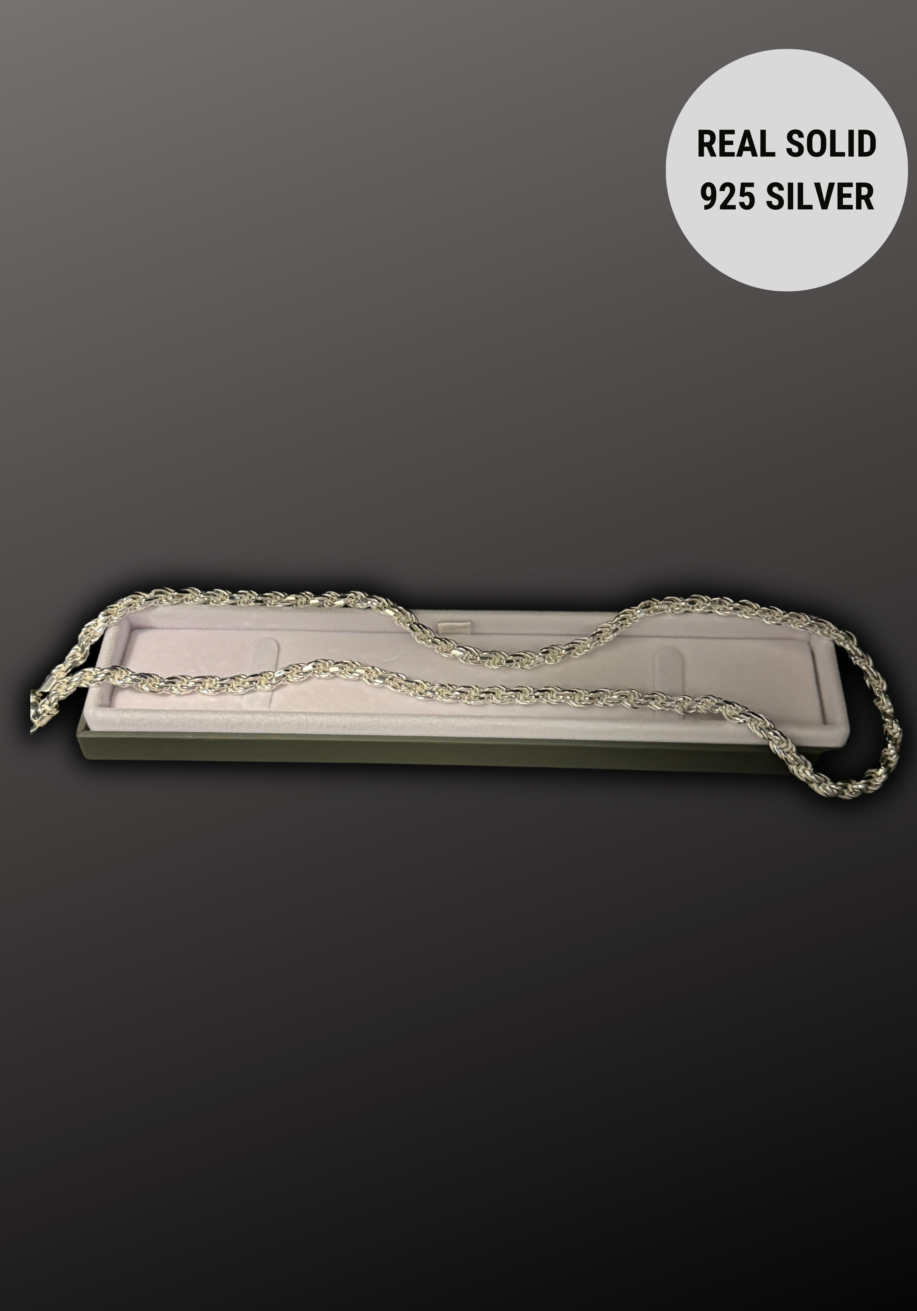 Solid 925 Silver Rope Chain 6mm