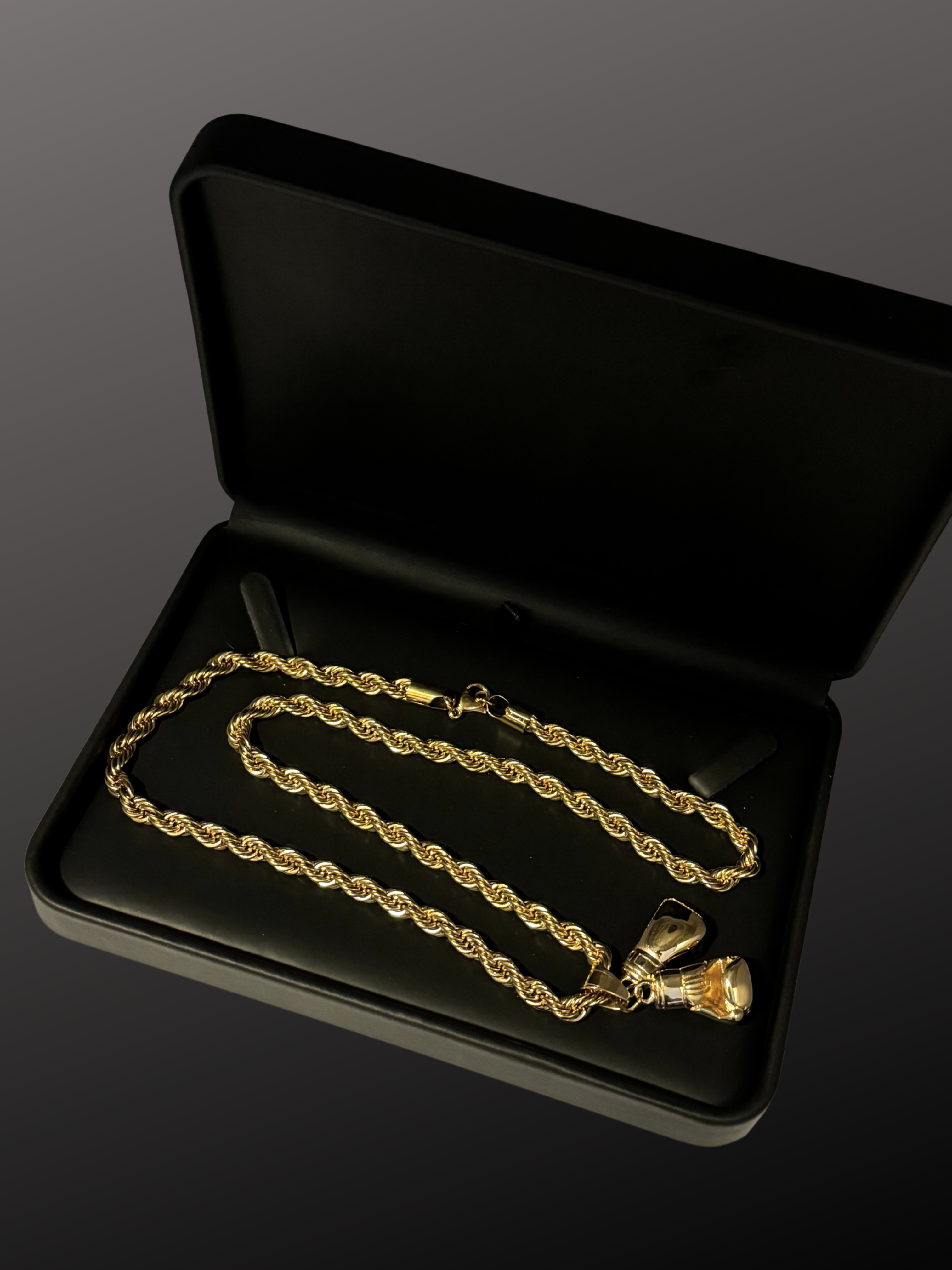 9ct Gold Filled Boxing Glove Pendant On A 6mm Rope Chain