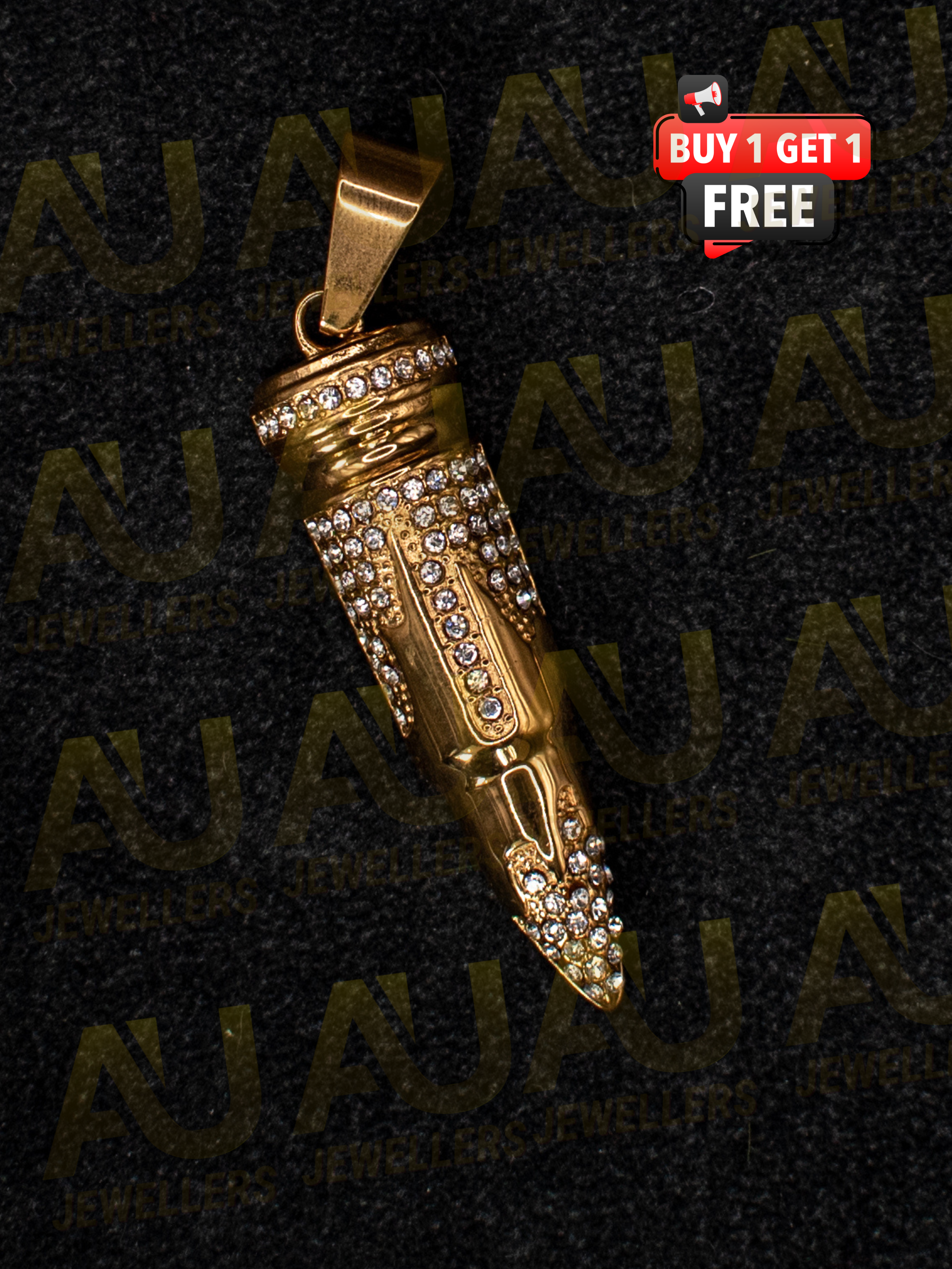 Gold Filled Bullet Pendant On A 6mm Rope Chain