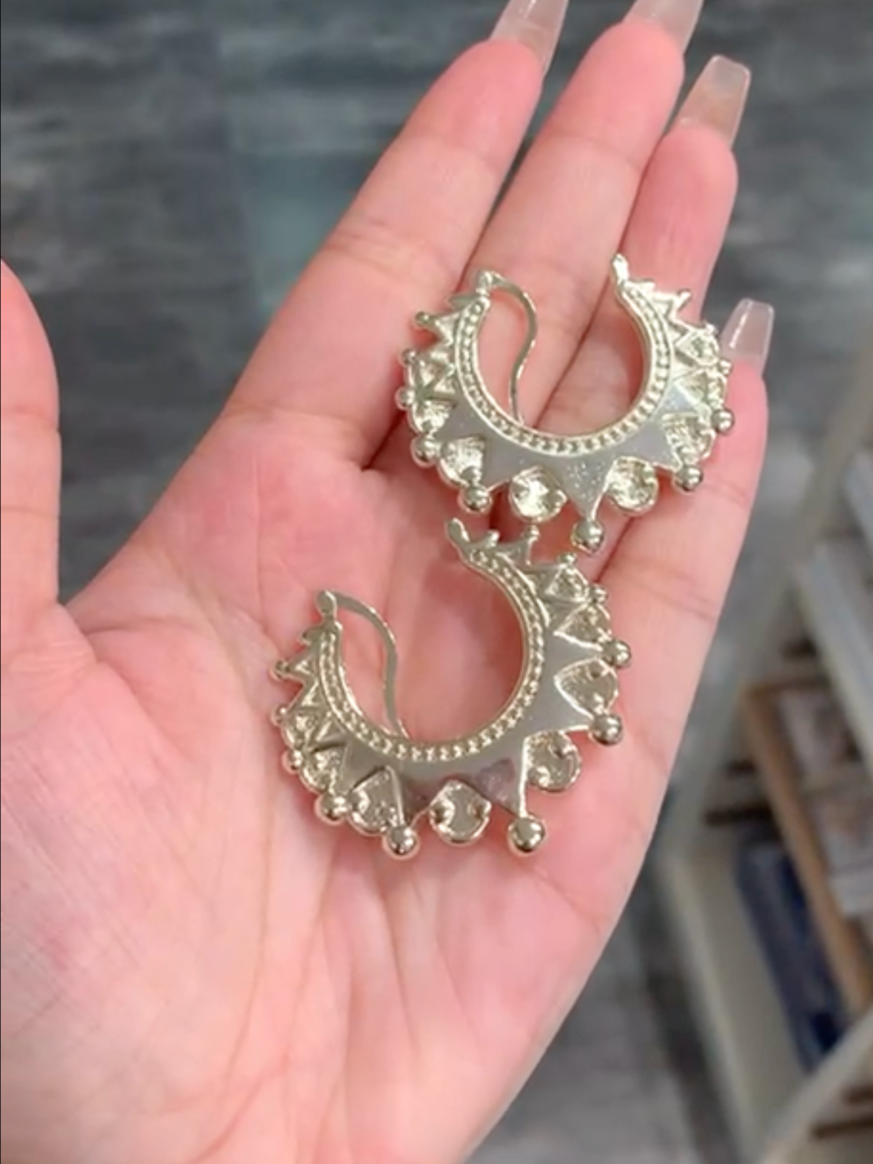 White Gold Creole Earrings (Wide)