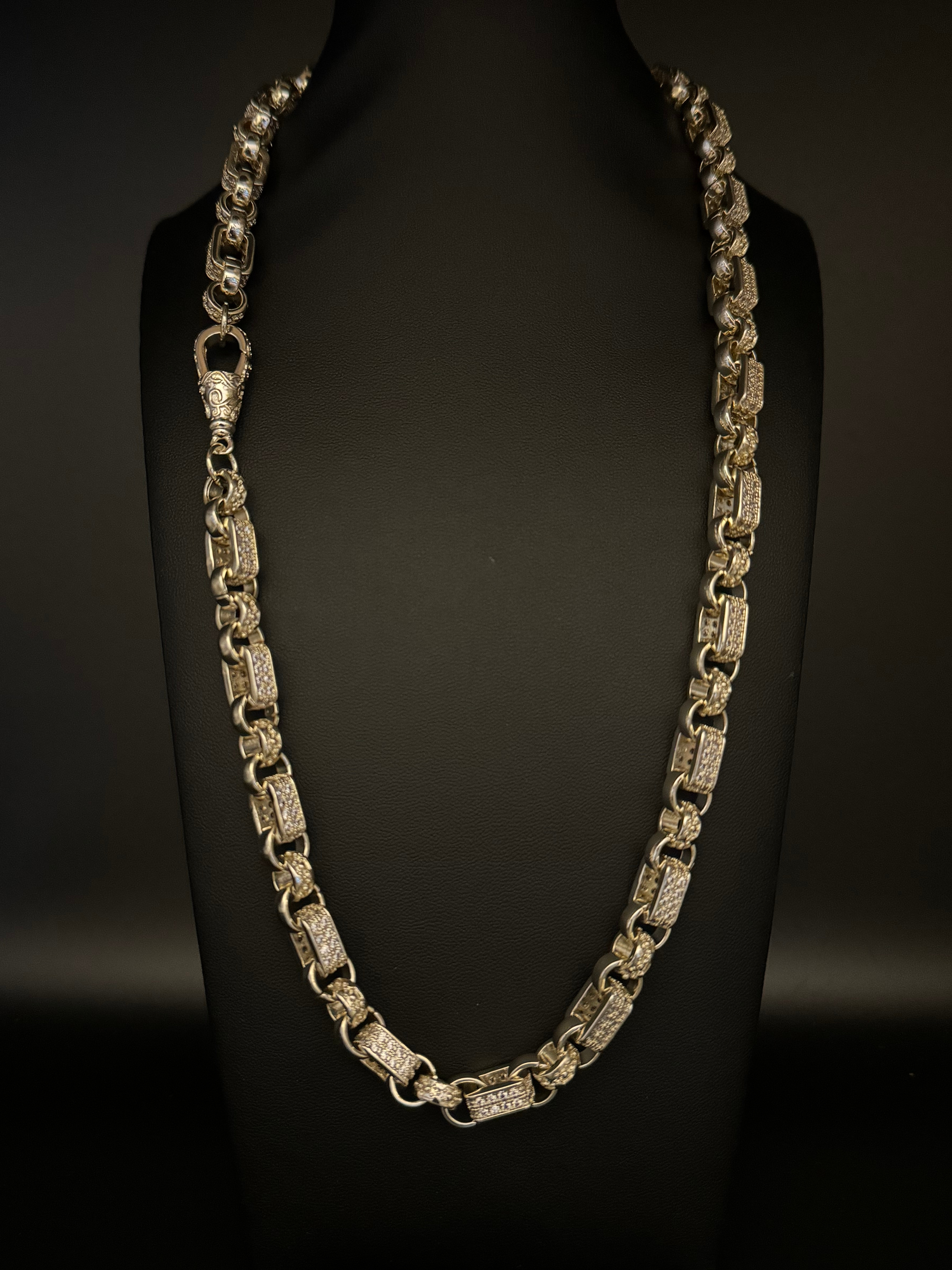 White Gold Filled Diamond Gypsy Link Set 10mm