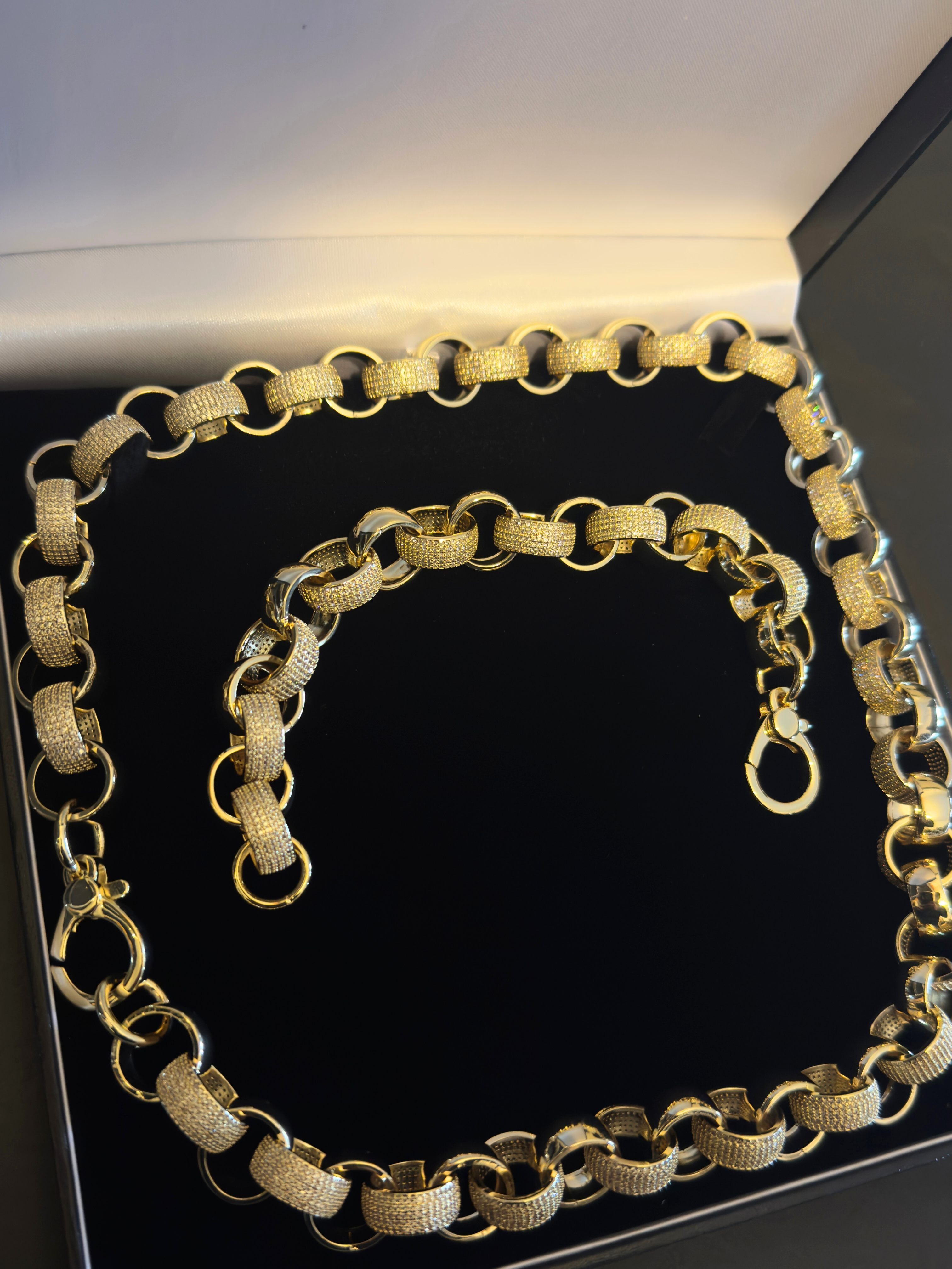 9ct Gold Filled Diamond Belcher Set 16mm