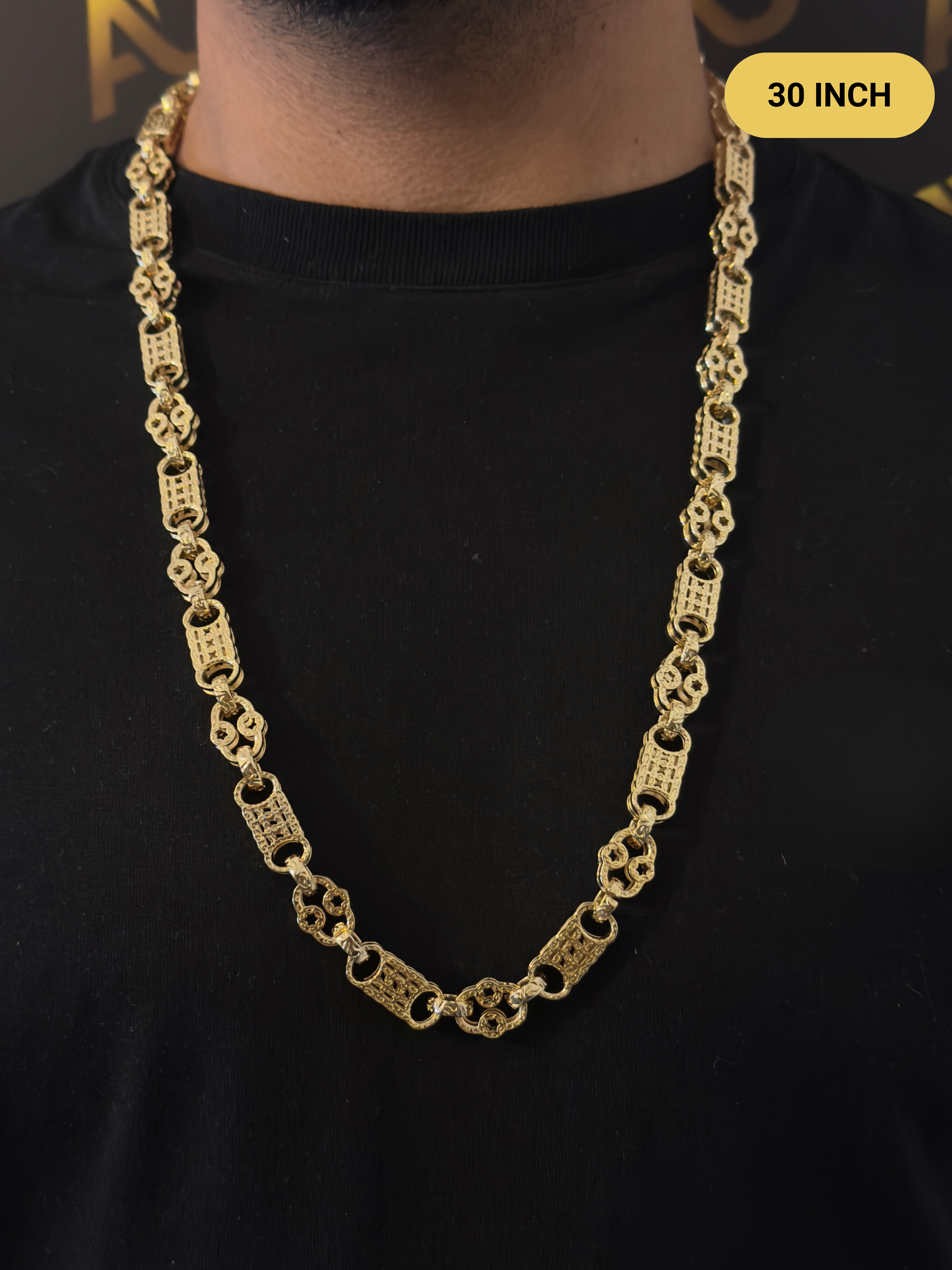 9ct Gold Filled Stars & Bars Chain 10mm