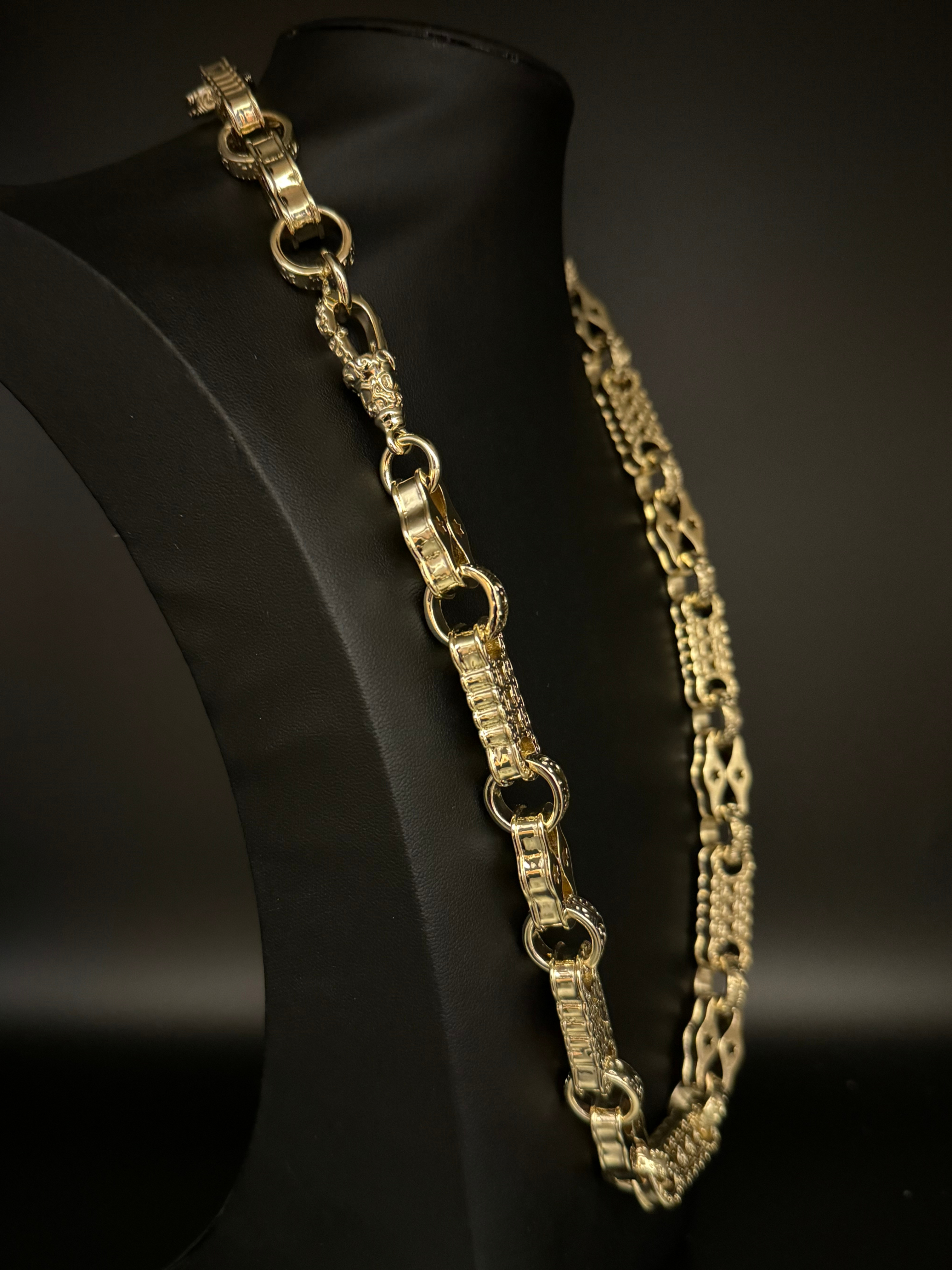 9ct Gold Filled Stars & Bars Chain 15mm